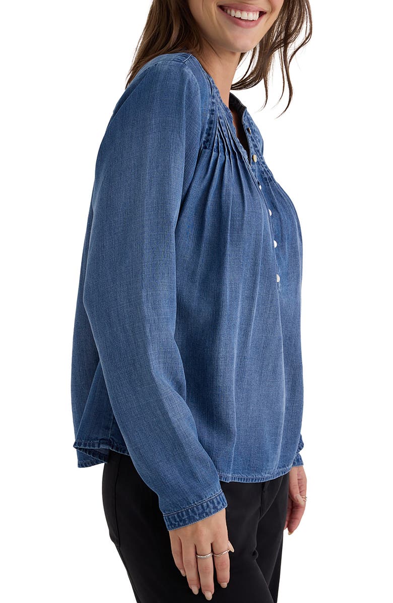 Bella Dahl Pintuck Denim Top, Alternate, color, Skyline Spray Wash