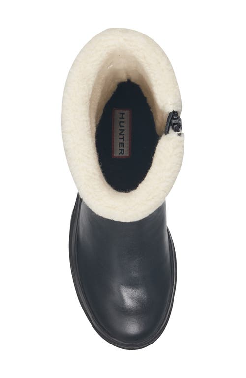 Hunter Marisol Waterproof Faux Shearling Cuff Bootie In Black