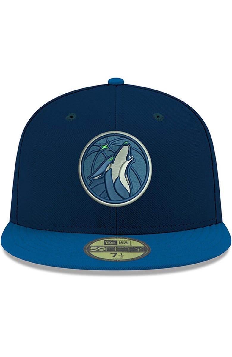 New Era Men's New Era Navy Minnesota Timberwolves Official Team Color 2Tone 59FIFTY Fitted Hat, Alternate, color,