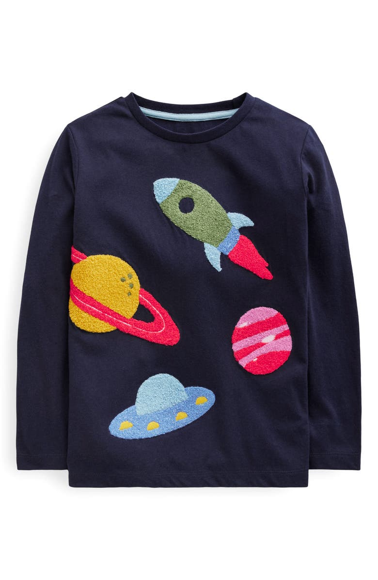 Mini Boden Kids' Bouclé Appliqué Cotton T-Shirt, Main, color,