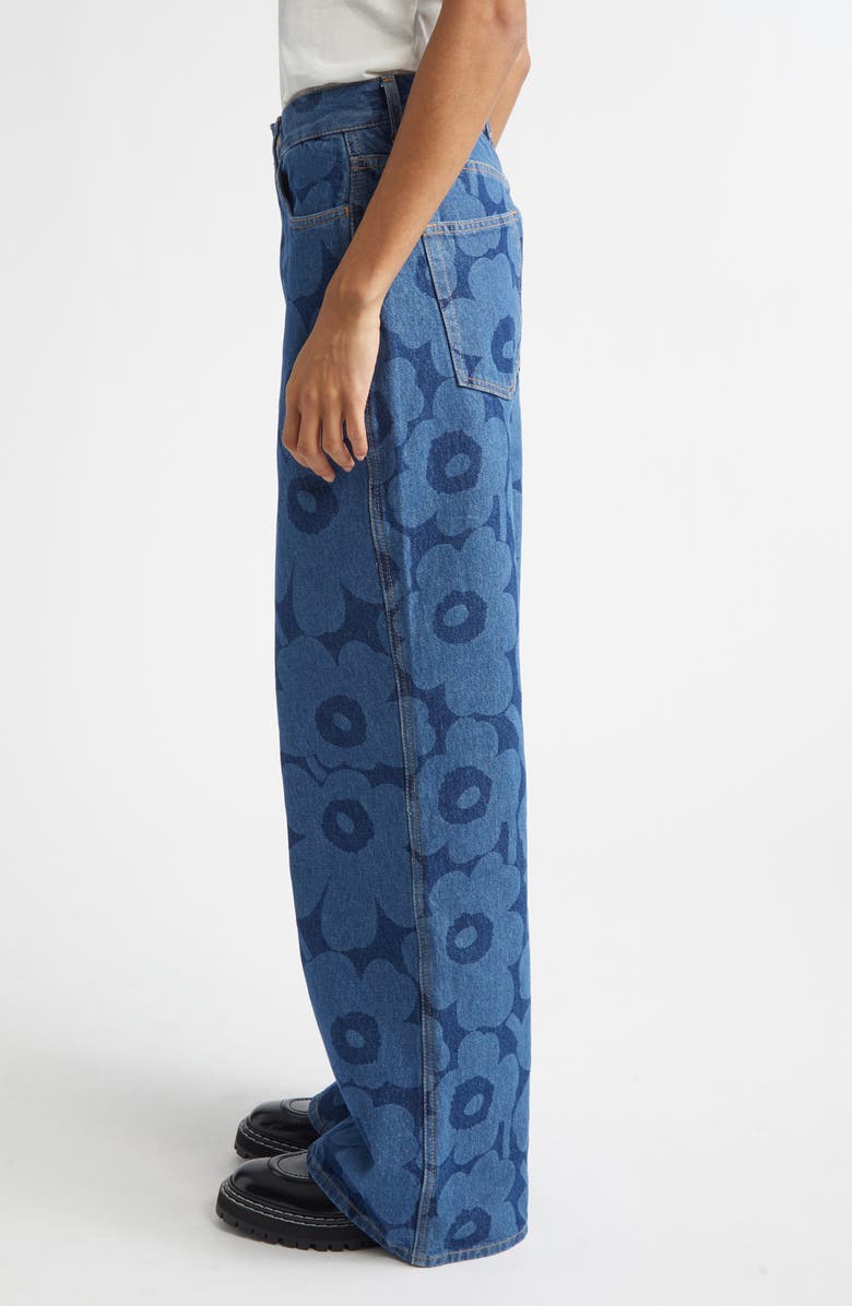 Marimekko Maridenim Unikko Wide Leg Jeans, Alternate, color, Mid Indigo