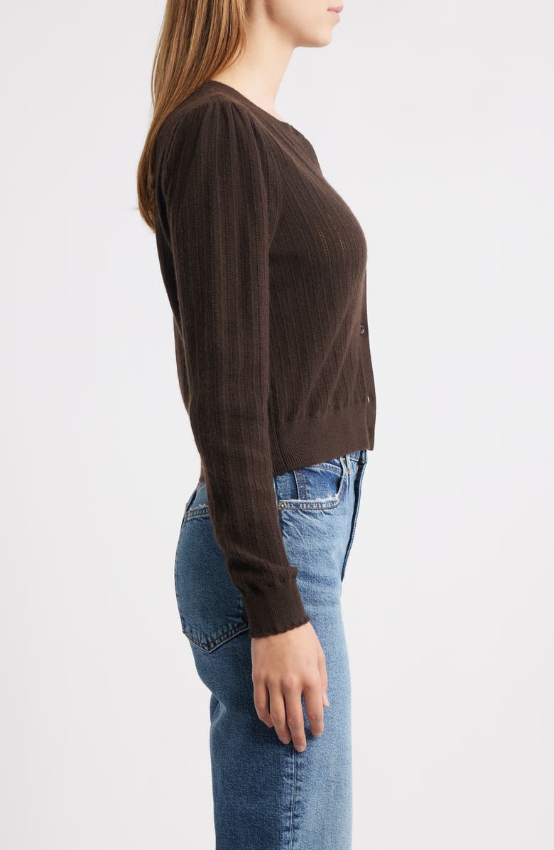 FRAME The Ladder Pointelle Cashmere Cardigan, Alternate, color, Coffee