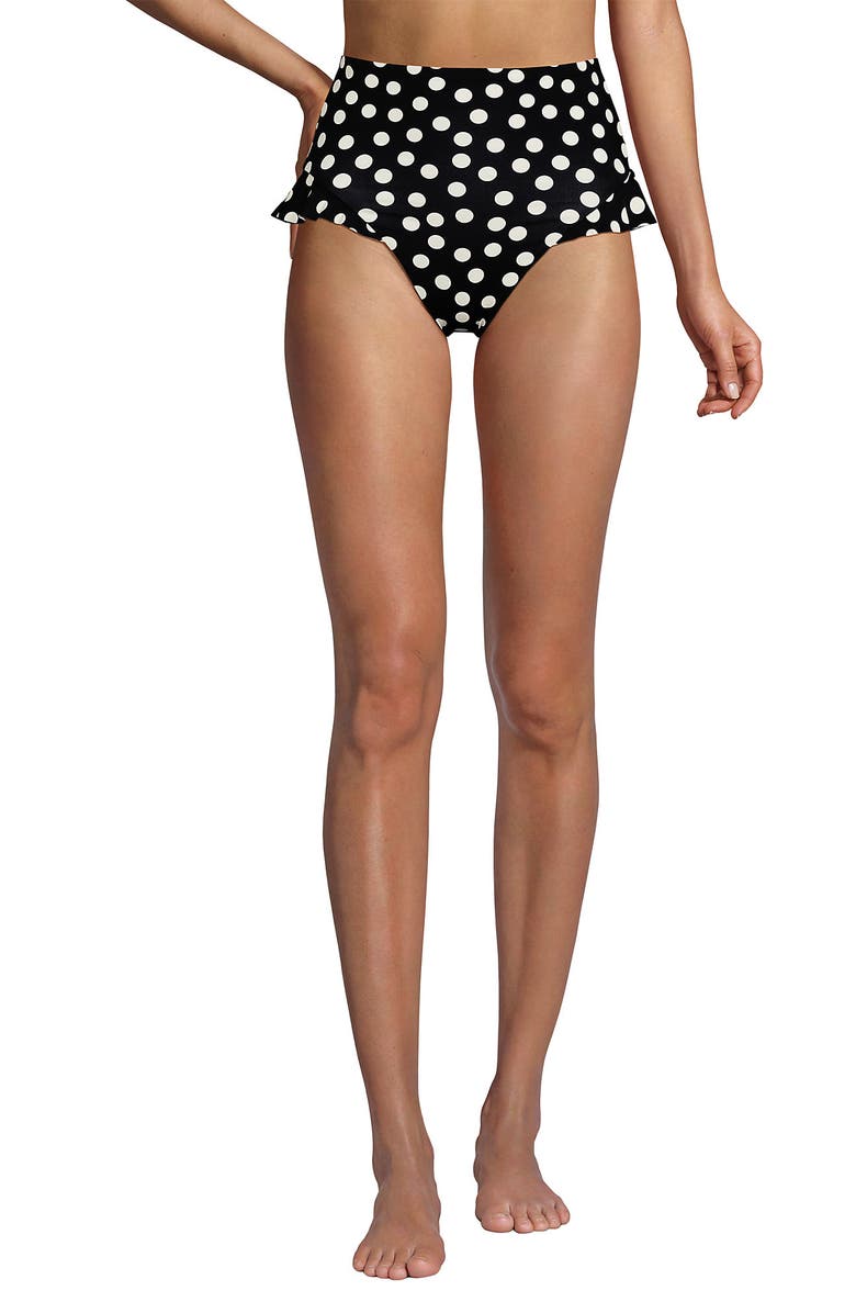 Lands' End Ruffle High Waisted High Leg Bikini Bottoms, Alternate, color, 