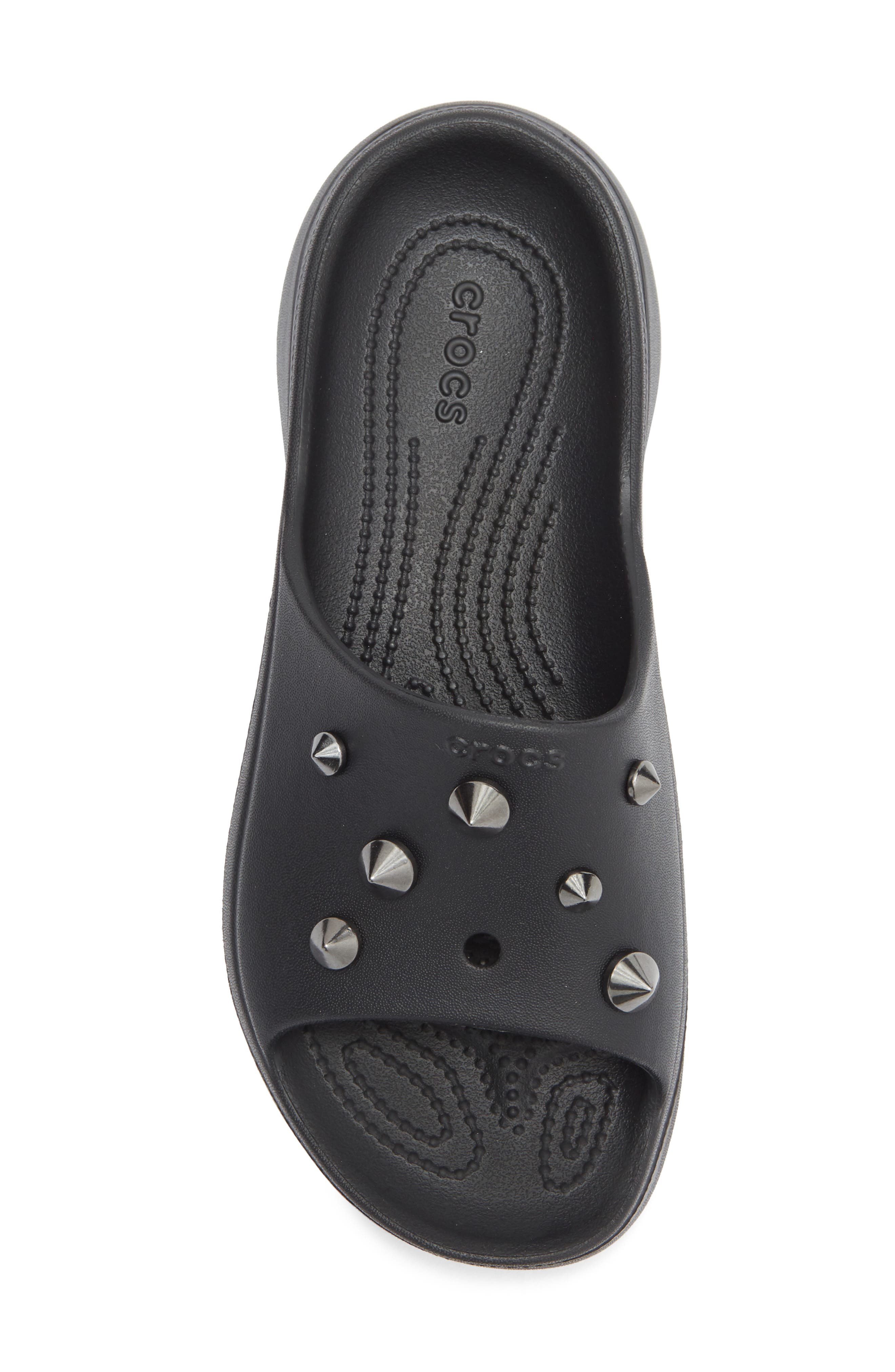 CROCS Bae Studded Slide Sandal, Alternate, color, Black