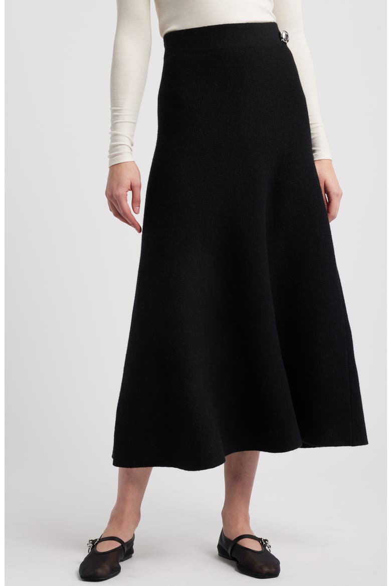 Bridget Wool Blend Midi Skirt, Main, color, BLACK