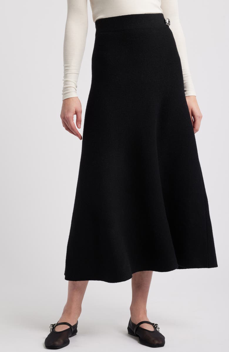 rag & bone Bridget Wool Blend Midi Skirt, Main, color, Black