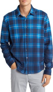 Stone Rose Plaid Jacquard Dip Dye Knit Button-Up Shirt