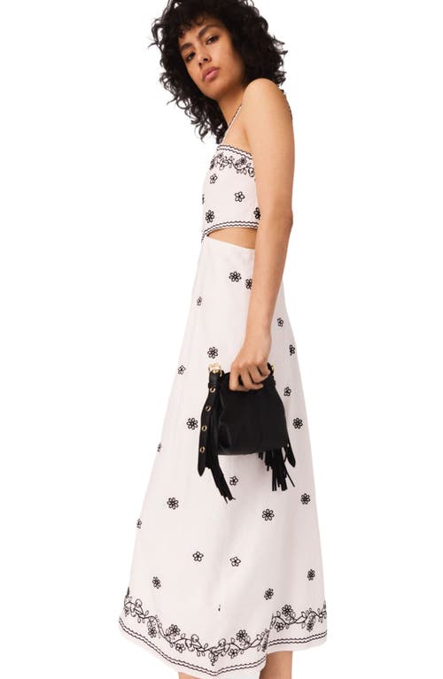 Maje Embroidered Cut-out Maxi Dress In Blue