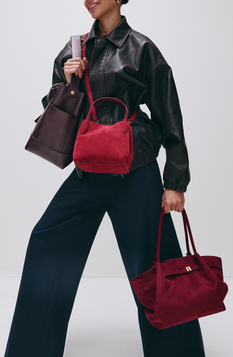 Madewell The Mini Suede Shopper Tote, Alternate, color, Wild Cranberry