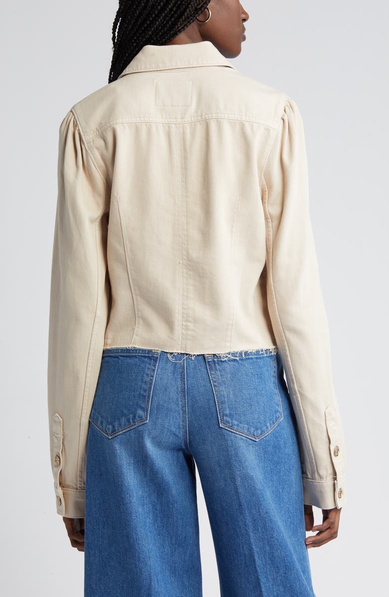 PAIGE Pacey Raw Hem Crop Twill Jacket, Alternate, color, Soft Beige