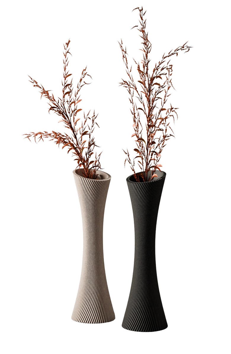 Modernized Pottery Spiral Rose Vase, Main, color, Midnight Black - 10"