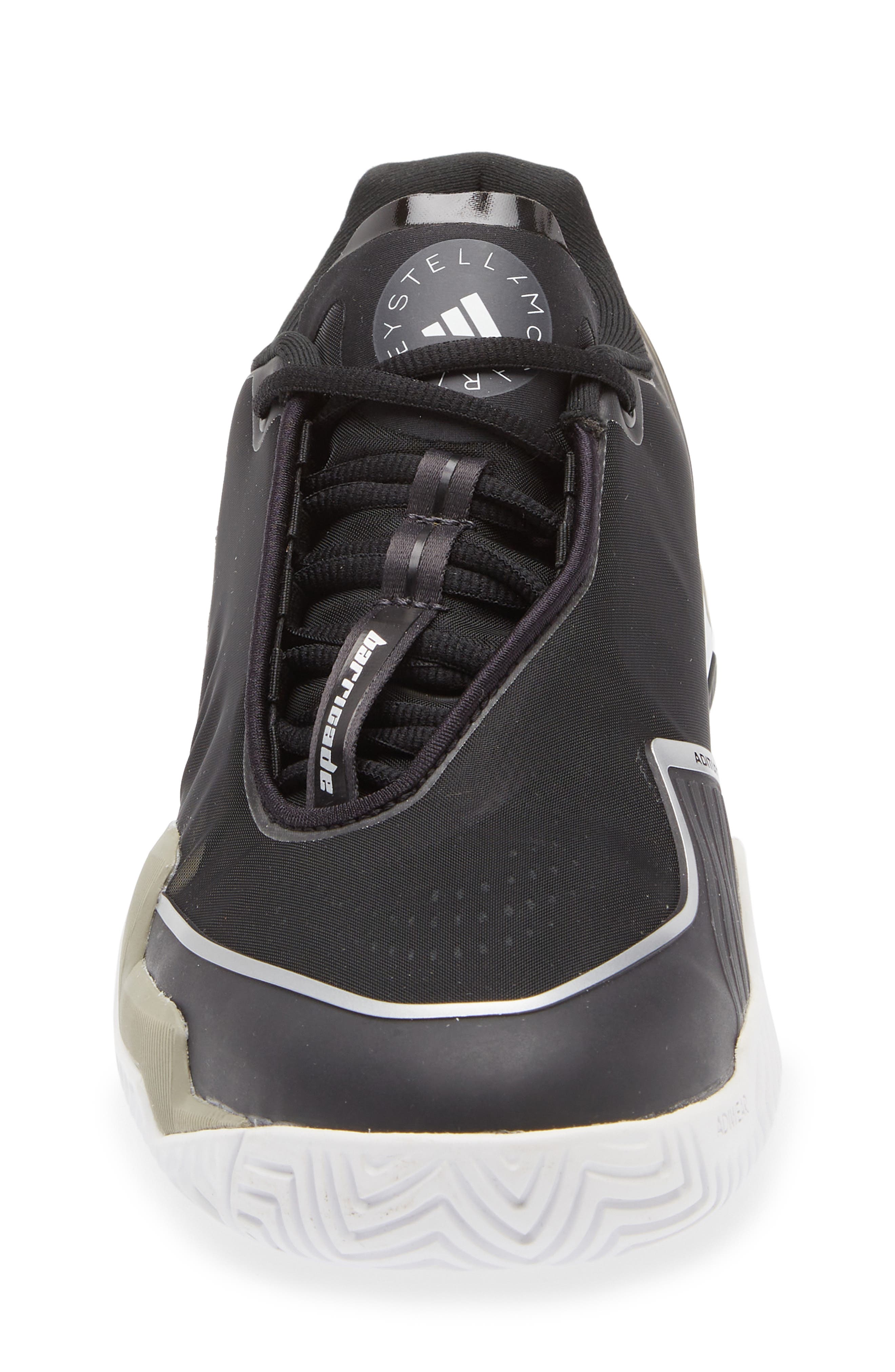 adidas by Stella McCartney Barricade Tennis Sneaker, Alternate, color, Black/ Silver/ Almond Milk