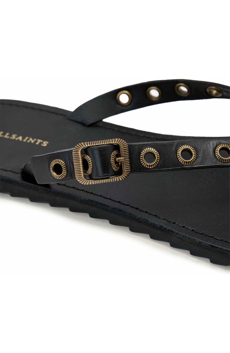 AllSaints Sydney Eyelet Flip Flop, Alternate, color, Black