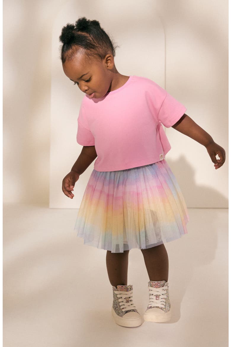 Kids' T-Shirt & Rainbow Tutu Skirt Set (Baby, Toddler & Little Kid, Alternate, color, PINK