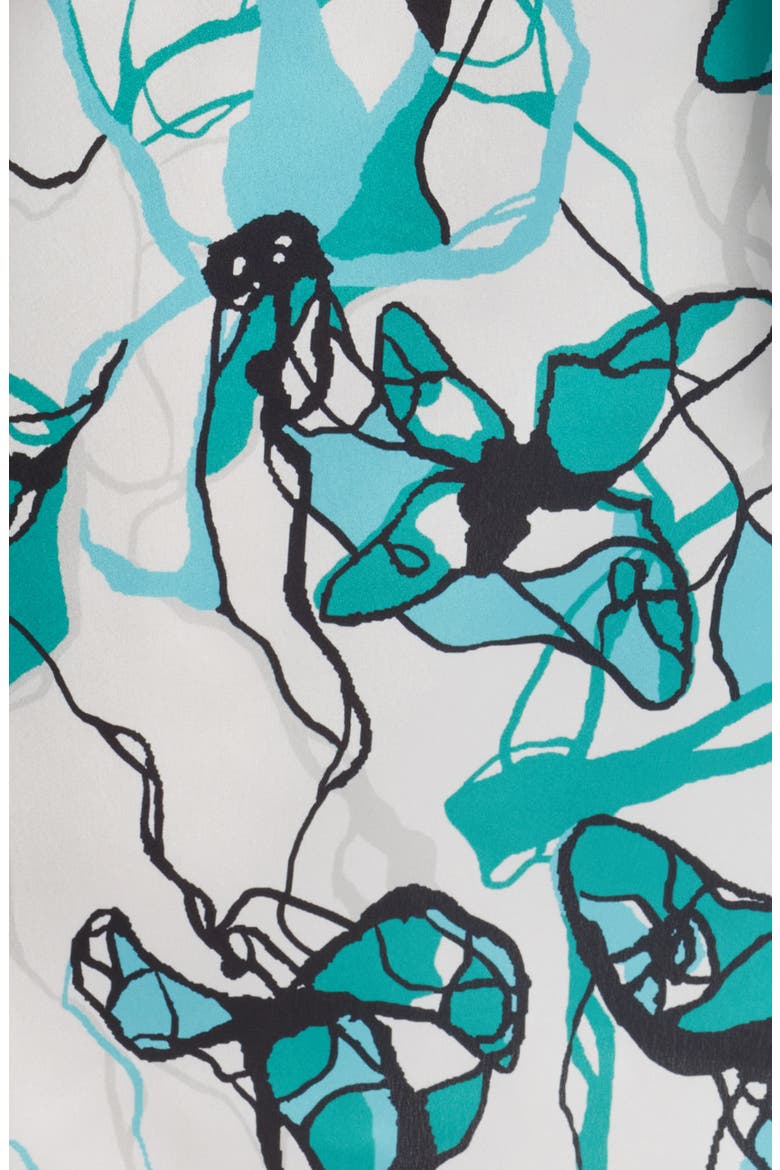 Abstract Print Tie Waist A-Line Midi Dress, Alternate, color, EMERALD AWE MULTI