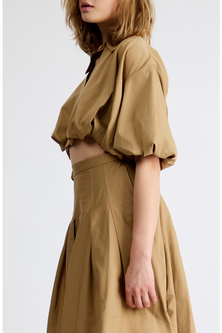 Indie Zip-Up Crop Top, Alternate, color, TOFFEE