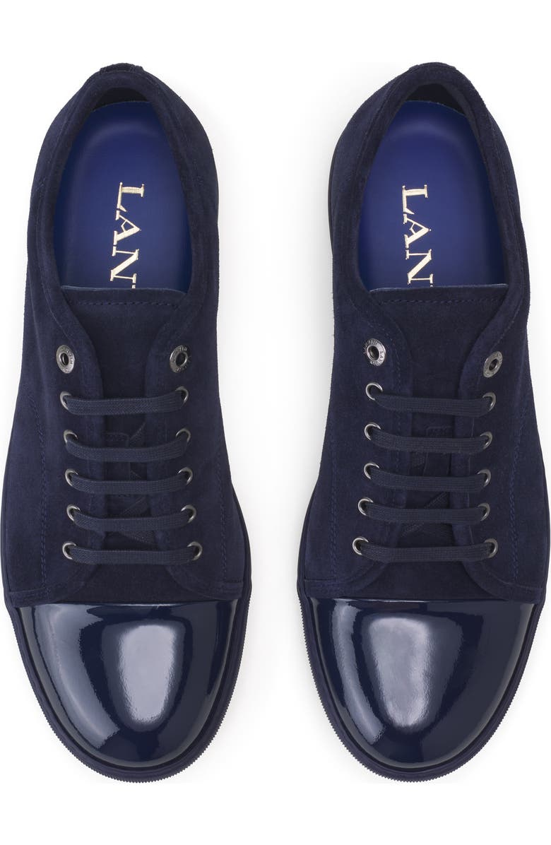 Lanvin Dbb1 Patent Leather And Suede Sneakers, Alternate, color, Navy Blue/Navy Blue