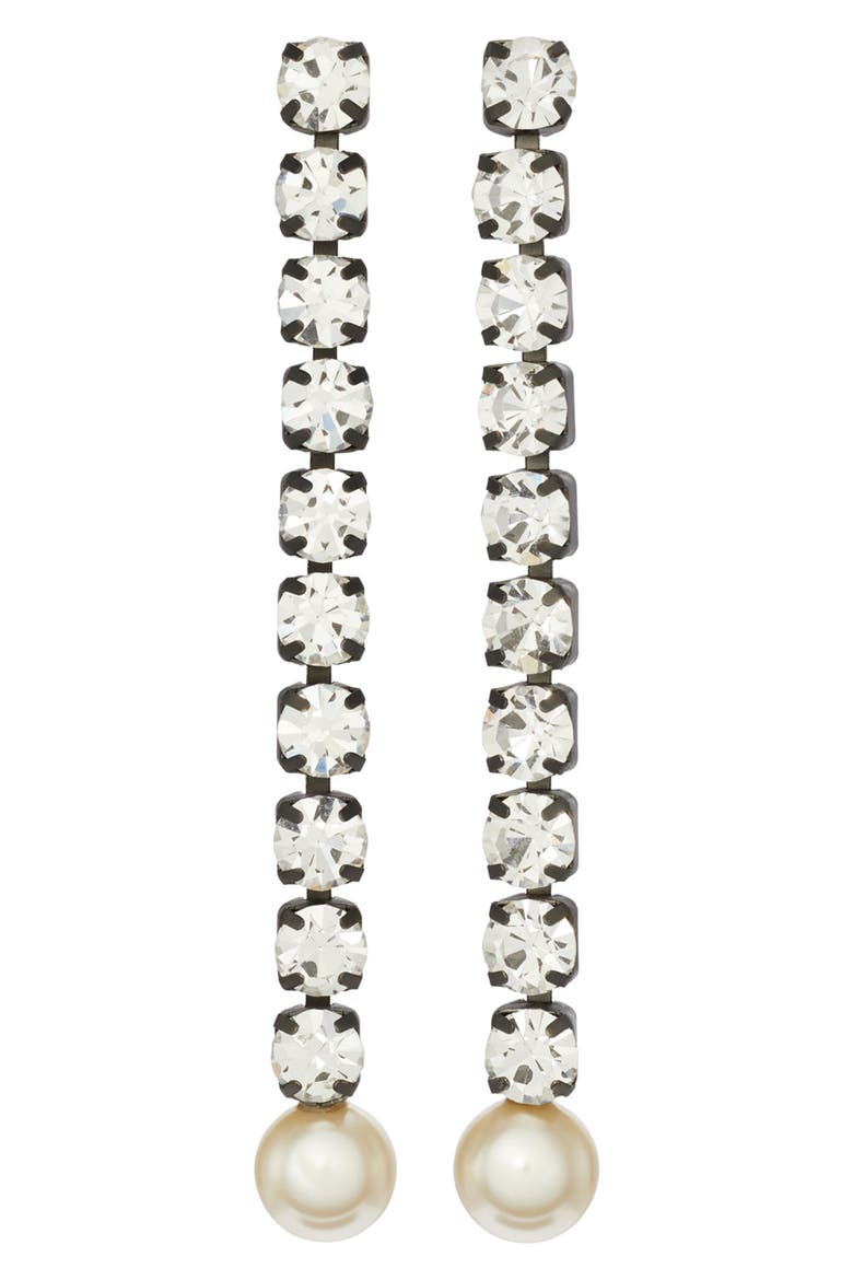 Moondance Linear Drop Earrings, Main, color, HEMATITE / CRYSTAL / CREAM