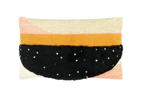 Cotton Lumbar Pillow with Geometric Shapes