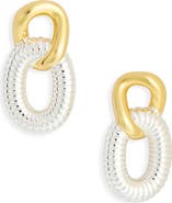 Argento Vivo Sterling Silver Two-Tone Link Drop Earrings