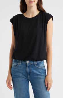 Pleated Cap Sleeve T-Shirt