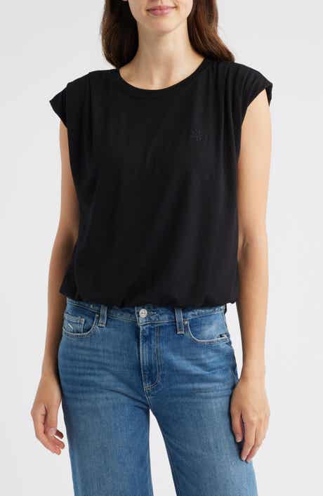 Pleated Cap Sleeve T-Shirt