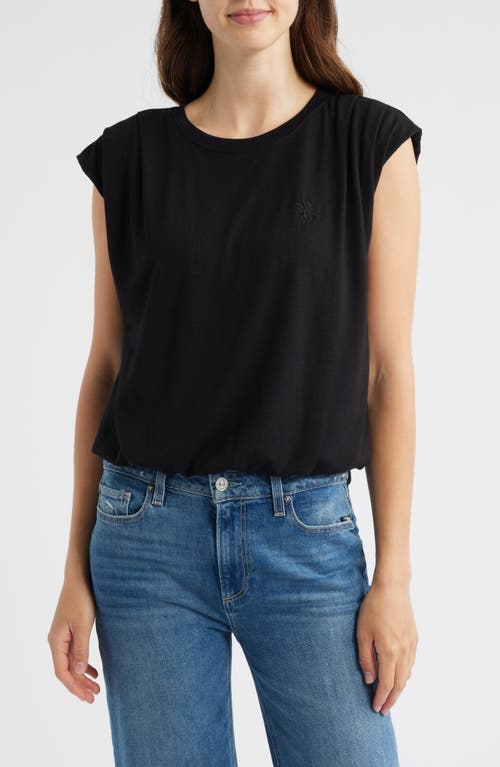 Wit & Wisdom Pleated Cap Sleeve T-shirt In Black