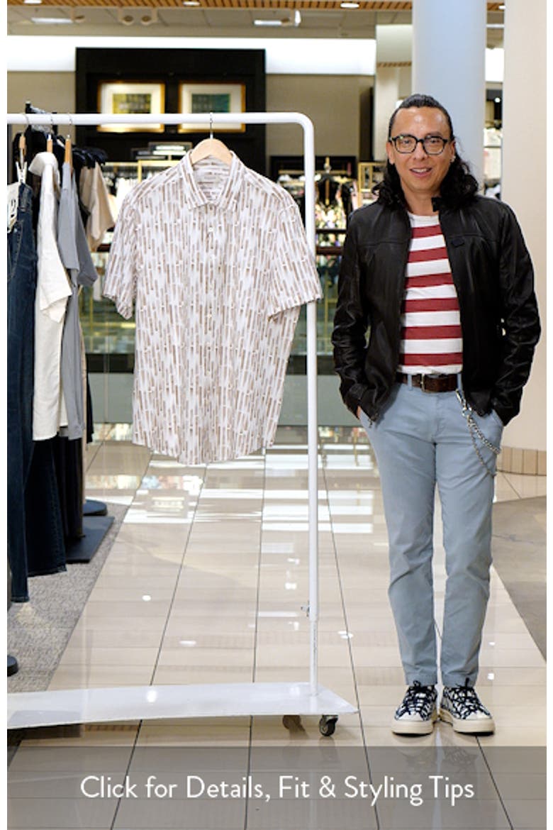 Orson Trim Fit Stripe Short Sleeve Stretch Cotton Seersucker Button-Up Shirt video