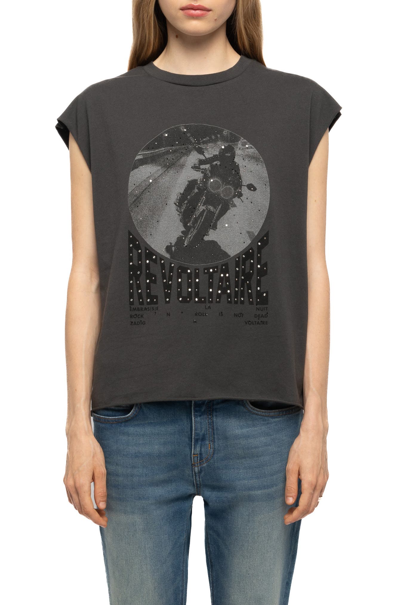 Zadig & Voltaire Cloe Graphic Cotton Tank In Black