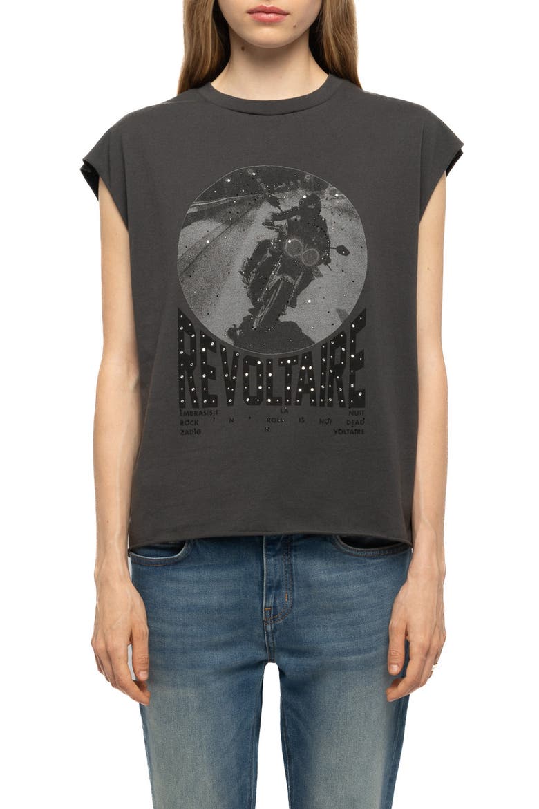 Cloe Graphic Cotton Tank, Main, color, CARBONE