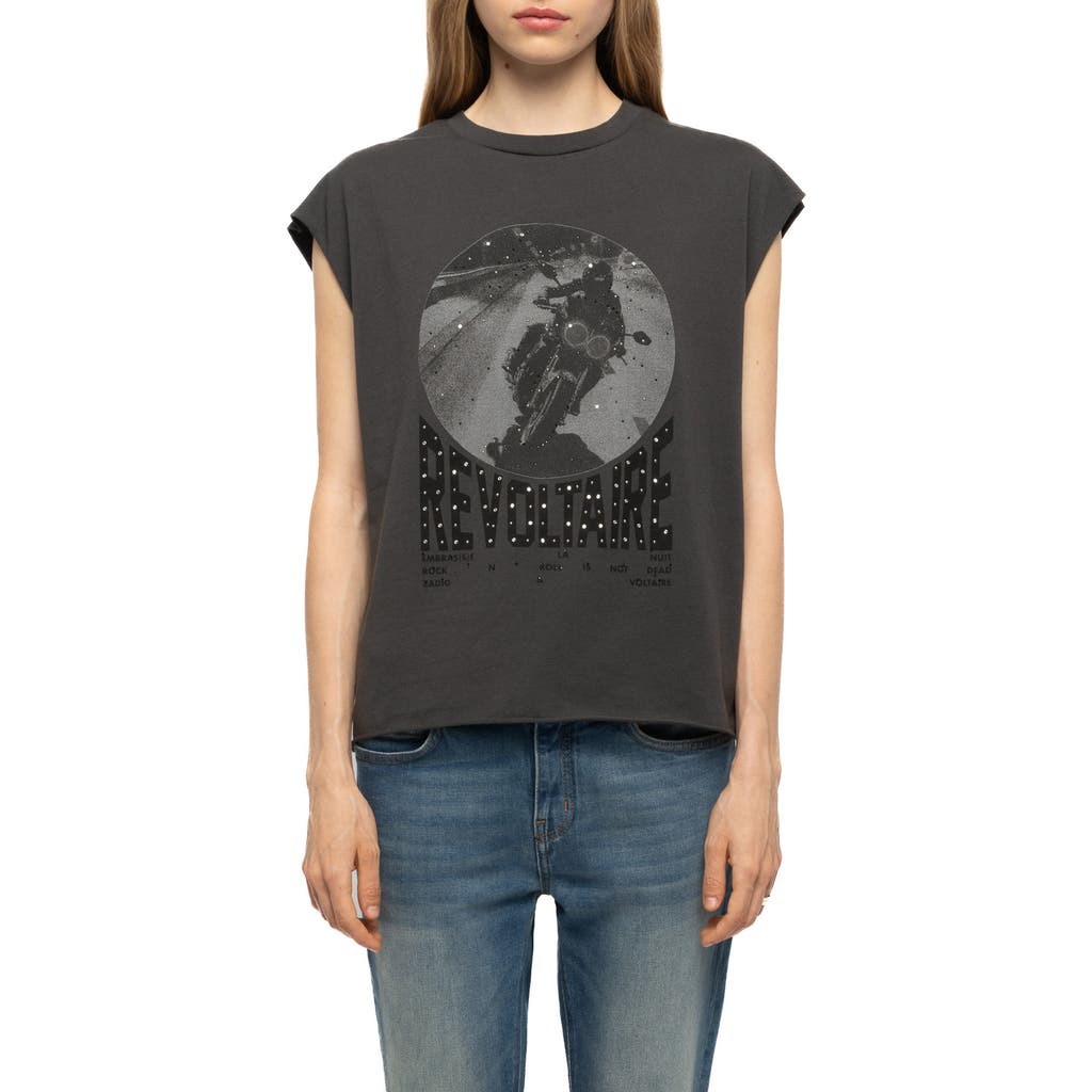 Zadig & Voltaire Cloe Graphic Cotton Tank In Black