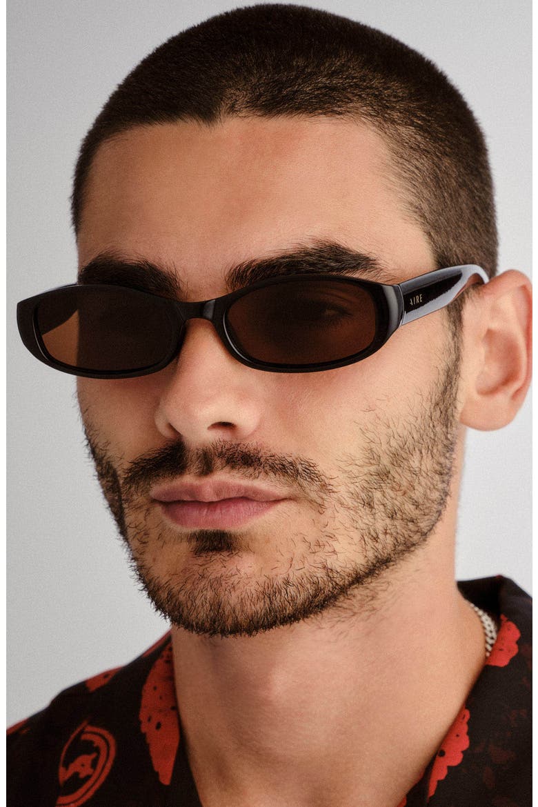Caellum 52mm Oval Sunglasses, Alternate, color, BLACK