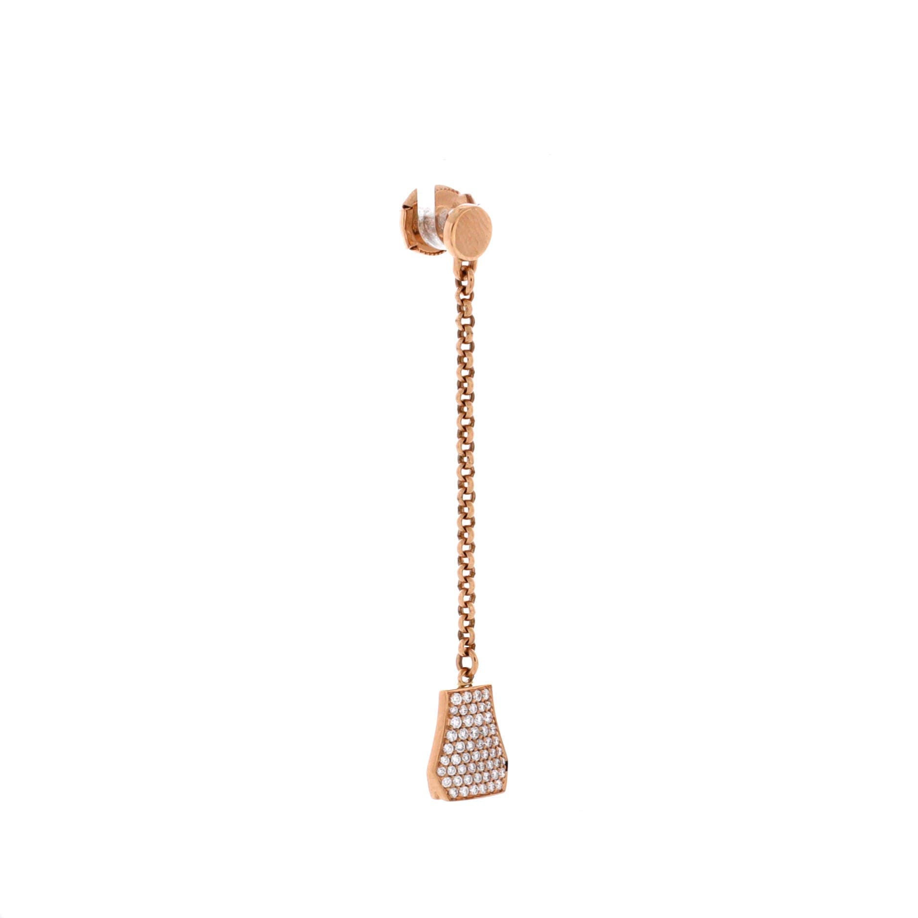 Pre-Owned Hermes Kelly Clochette Drop Earrings 18K Rose Gold and Diamonds, Alternate, color, Rose Gold