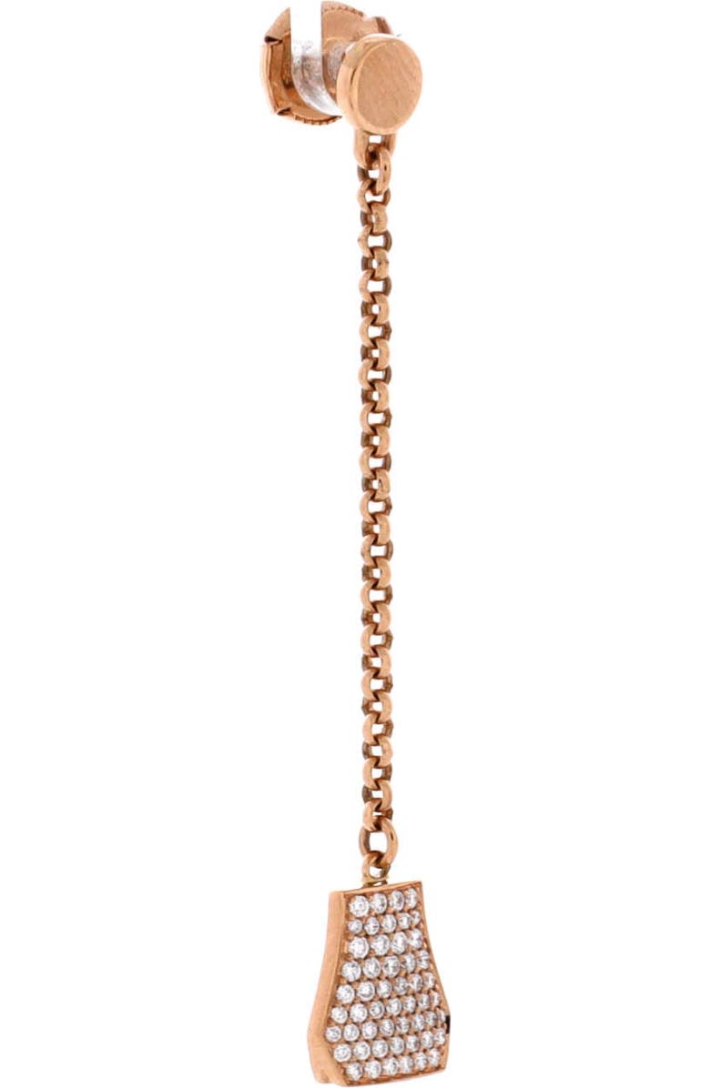 Pre-Owned Hermes Kelly Clochette Drop Earrings 18K Rose Gold and Diamonds, Alternate, color, Rose Gold