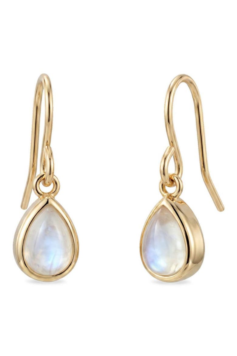 14k Gold Plated Moonstone Pear Drop Earrings, Main, color, GOLD/ WHITE