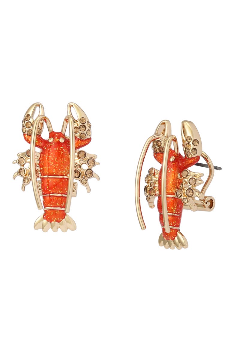 Lobster Stud Earrings, Main, color, RED