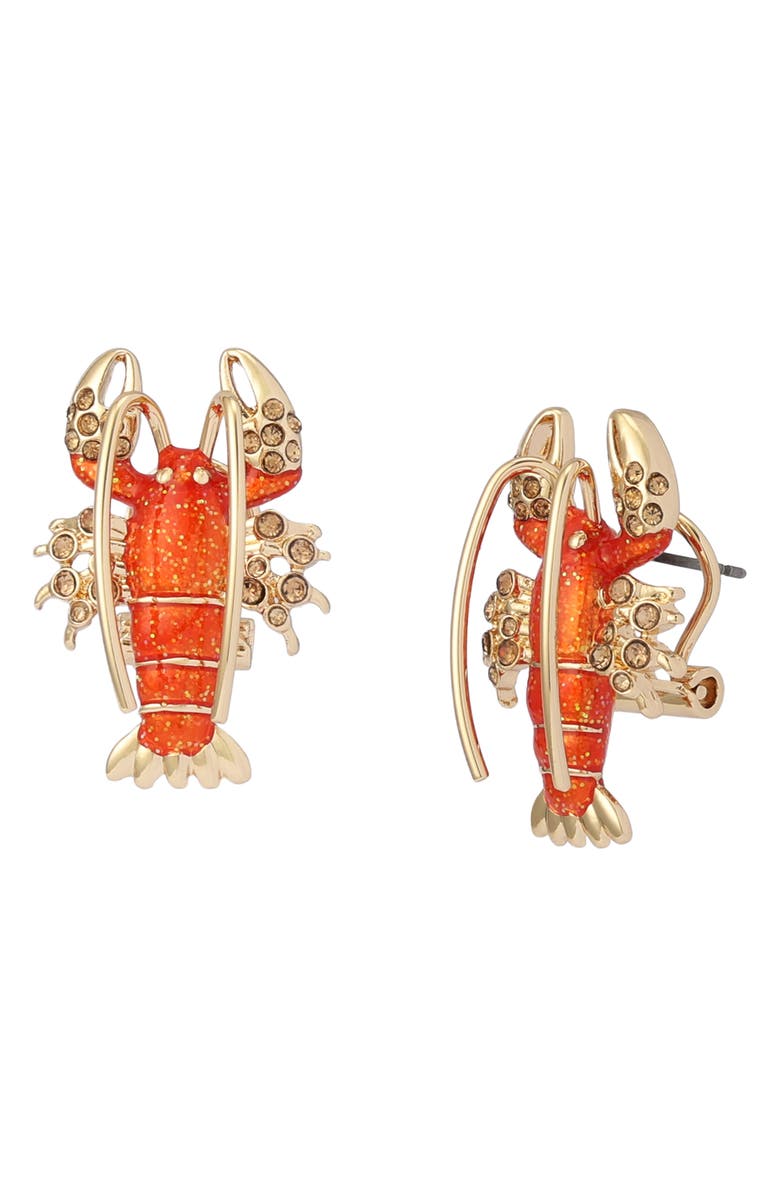 Betsey Johnson Lobster Stud Earrings, Main, color,