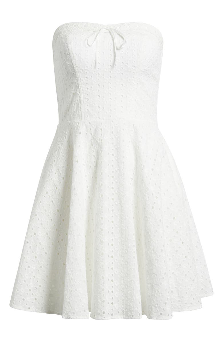 CITY STUDIO Eyelet Strapless Cotton Fit & Flare Sundress, Alternate, color, Ivory
