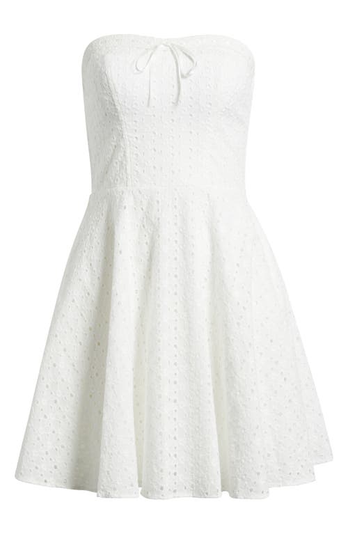 City Studio Eyelet Strapless Cotton Fit & Flare Sundress In Ivory