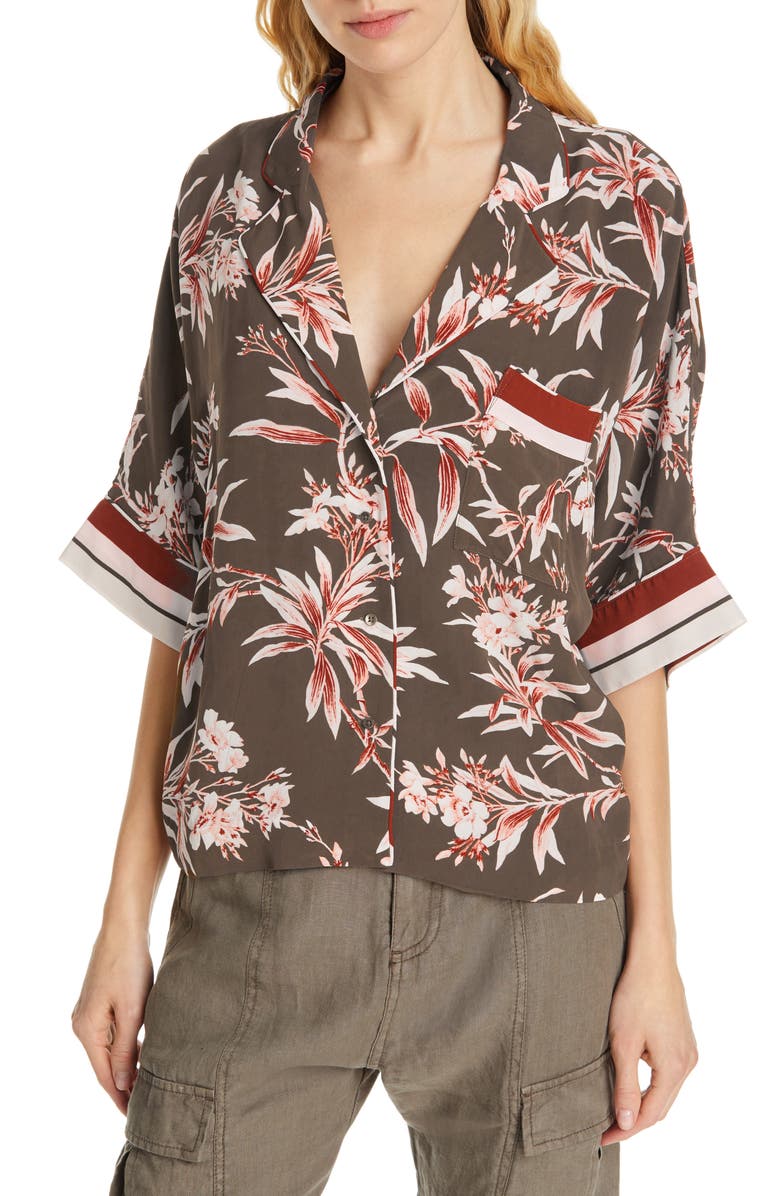 Joie Bayley Tropical Print Stripe Contrast Top, Main, color, 