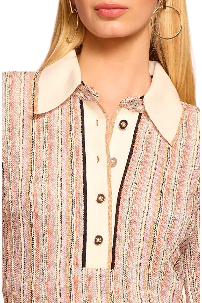 Carolina Sequin Stripe Long Sleeve Polo Minidress, Alternate, color, SEQUIN STRIPE