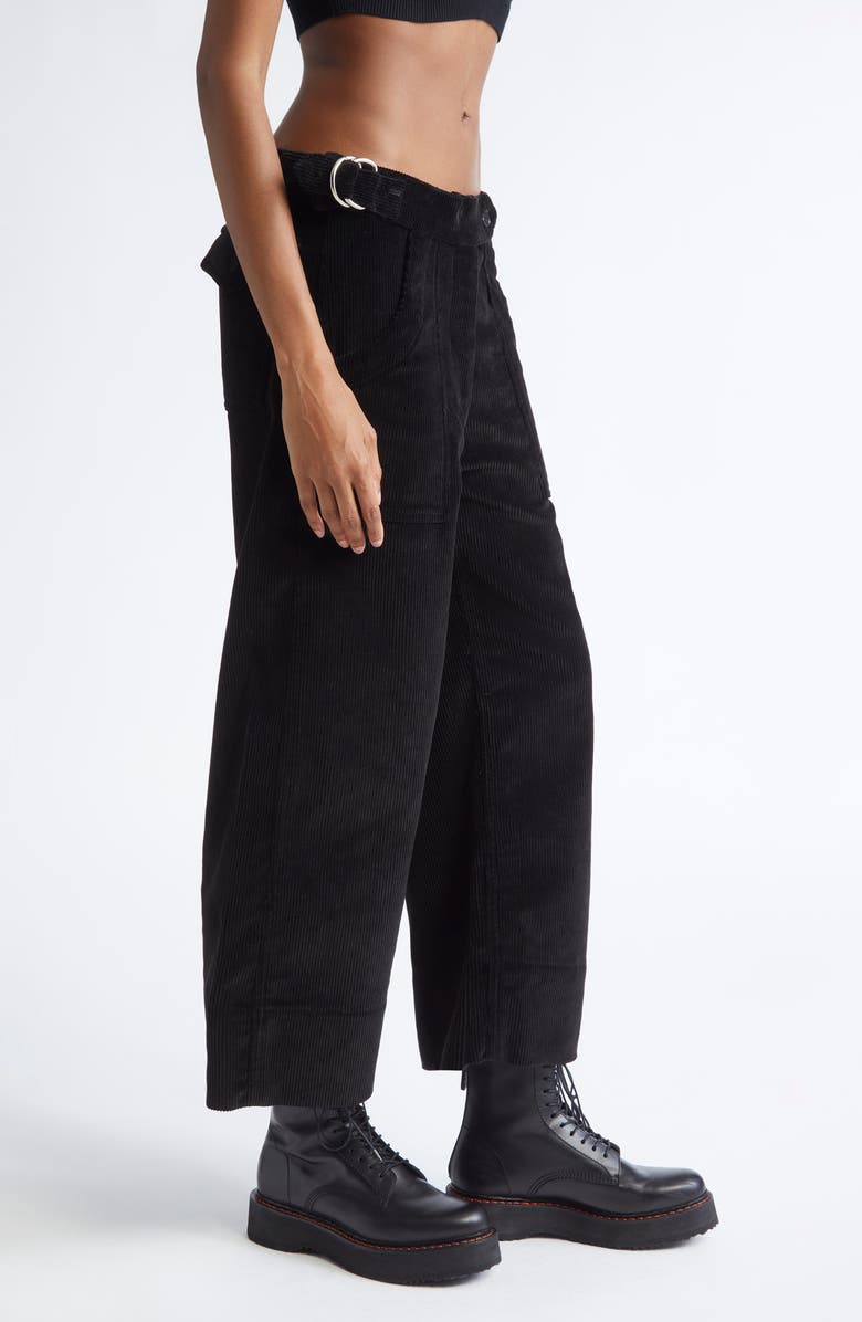 R13 Relaxed Corduroy Crop Work Pants, Alternate, color, Black