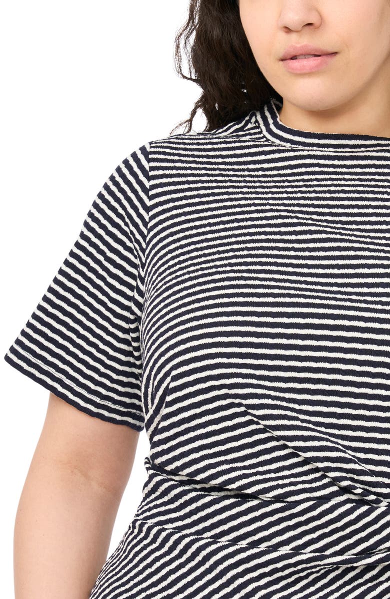 Halogen<sup>®</sup> Stripe Twist Midi T-Shirt Dress, Alternate, color, Baritone Blue