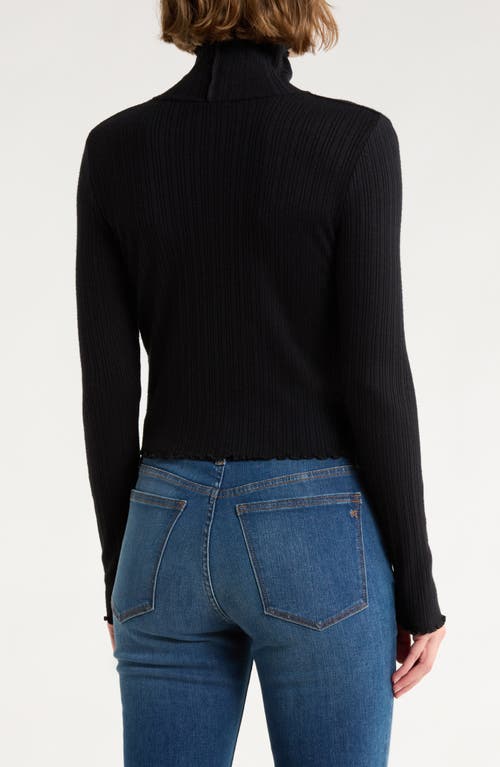 Madewell Ribbed Long Sleeve Turtleneck Crop Top In Black