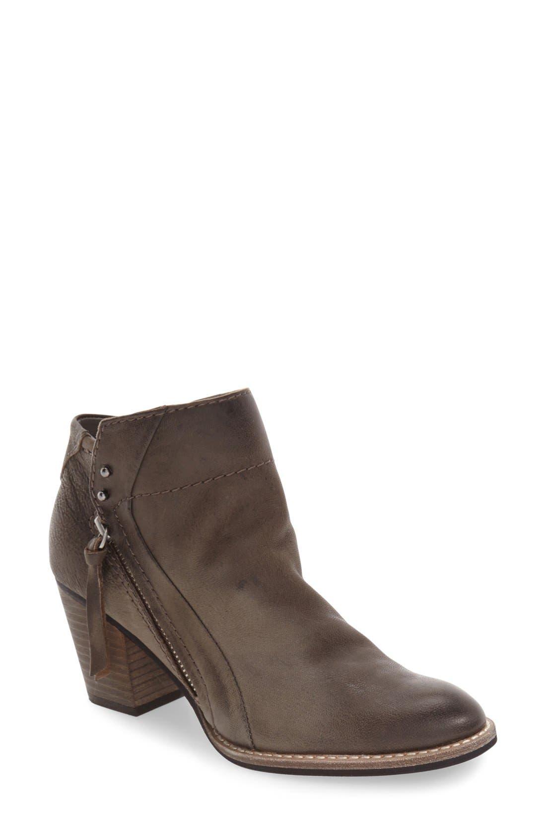 'Jessie' Zip Bootie, Main, color, CHARCOAL LEATHER