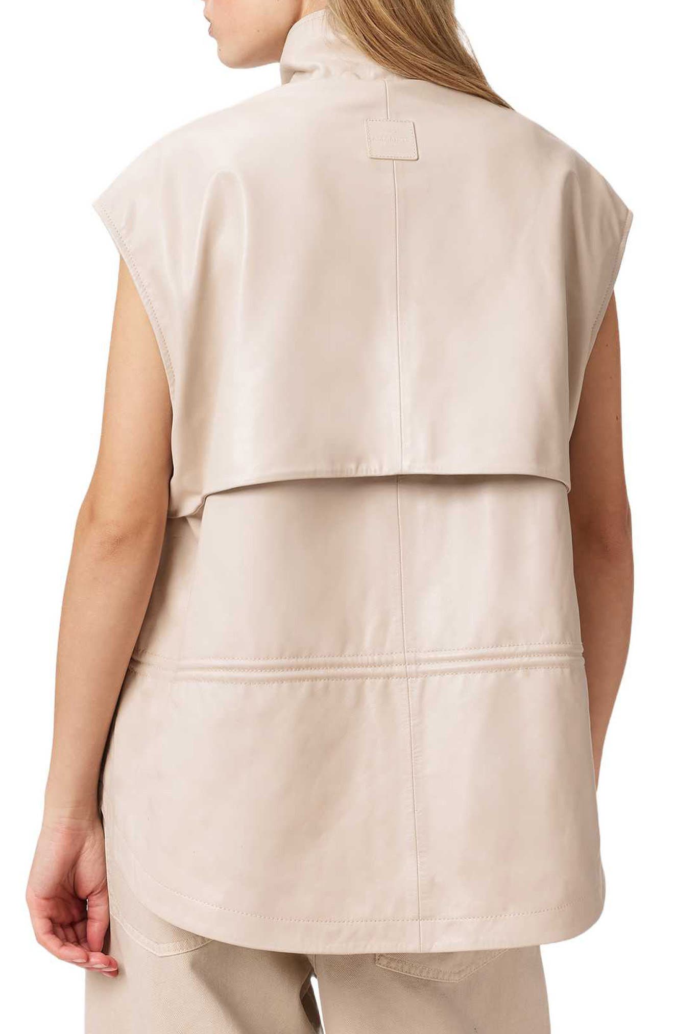 Flor Zip-Up Leather Gilet - image 4