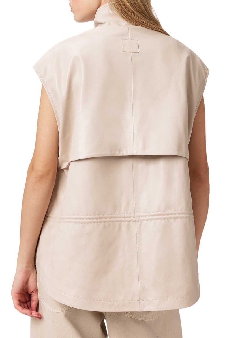 Flor Zip-Up Leather Gilet, Alternate, color, ANTIQUE WHITE