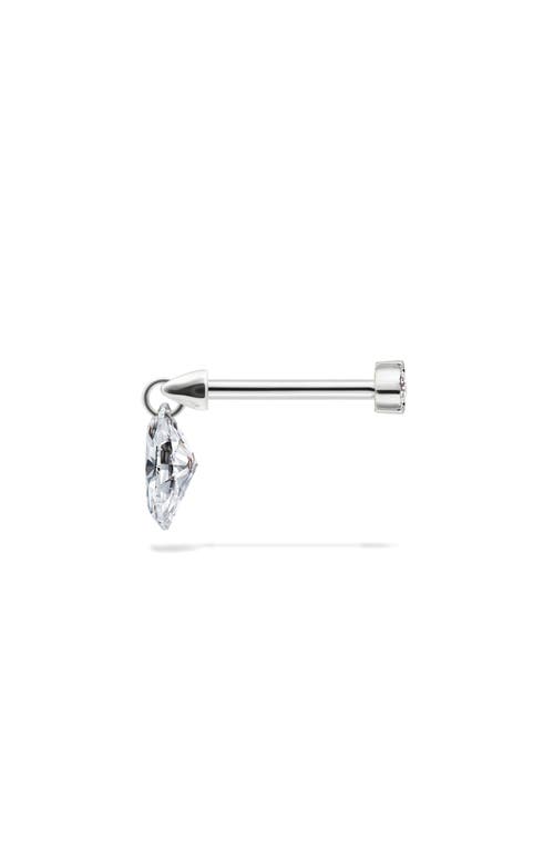 Maria Tash Floating Marquise Diamond Single Charm Threaded Stud Earring In White