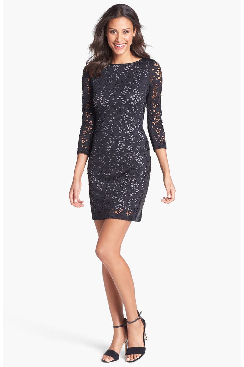 by Andrew Marc Lace Sheath Dress, Main, color, BLACK