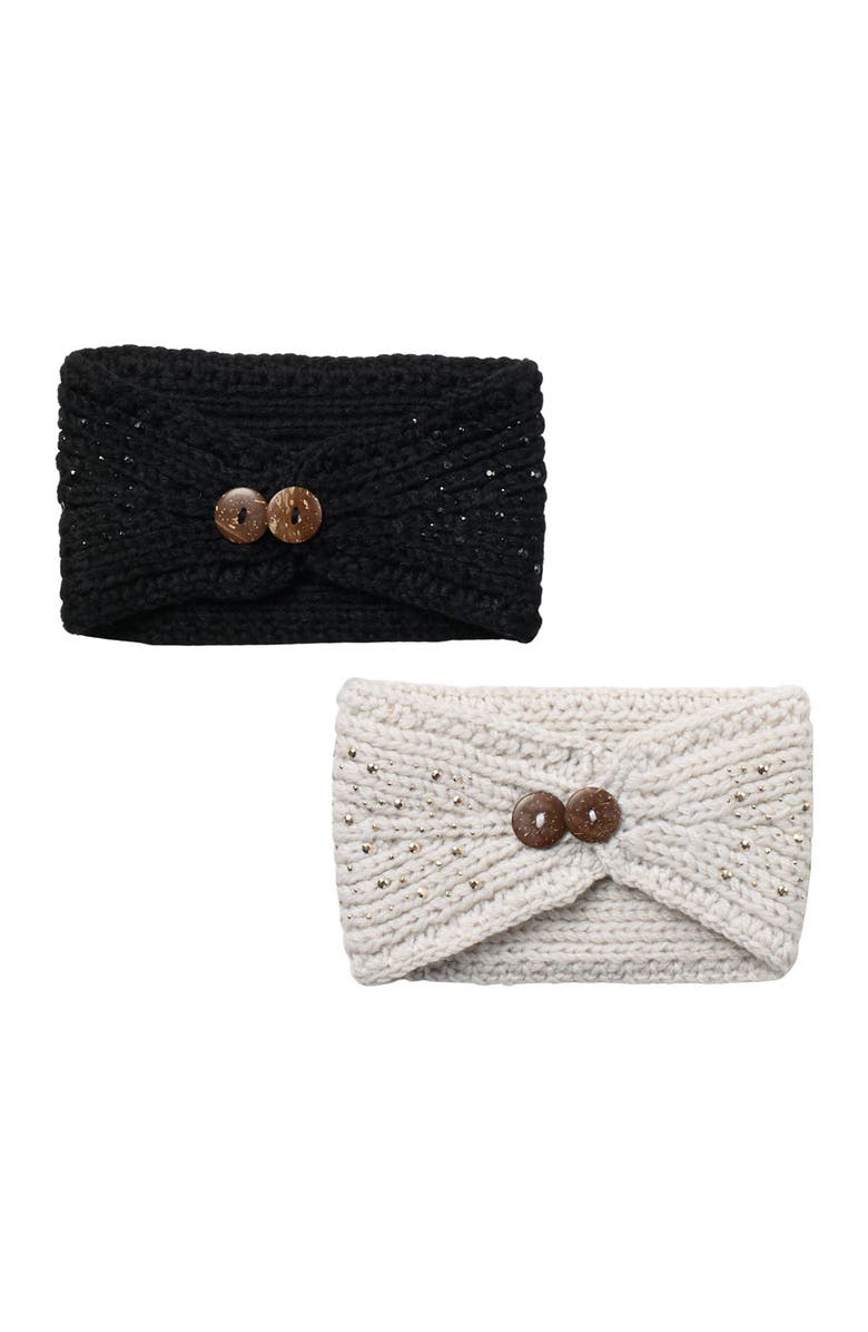 David & Young Knitted Double Button Headband - Set of 2, Main, color, 